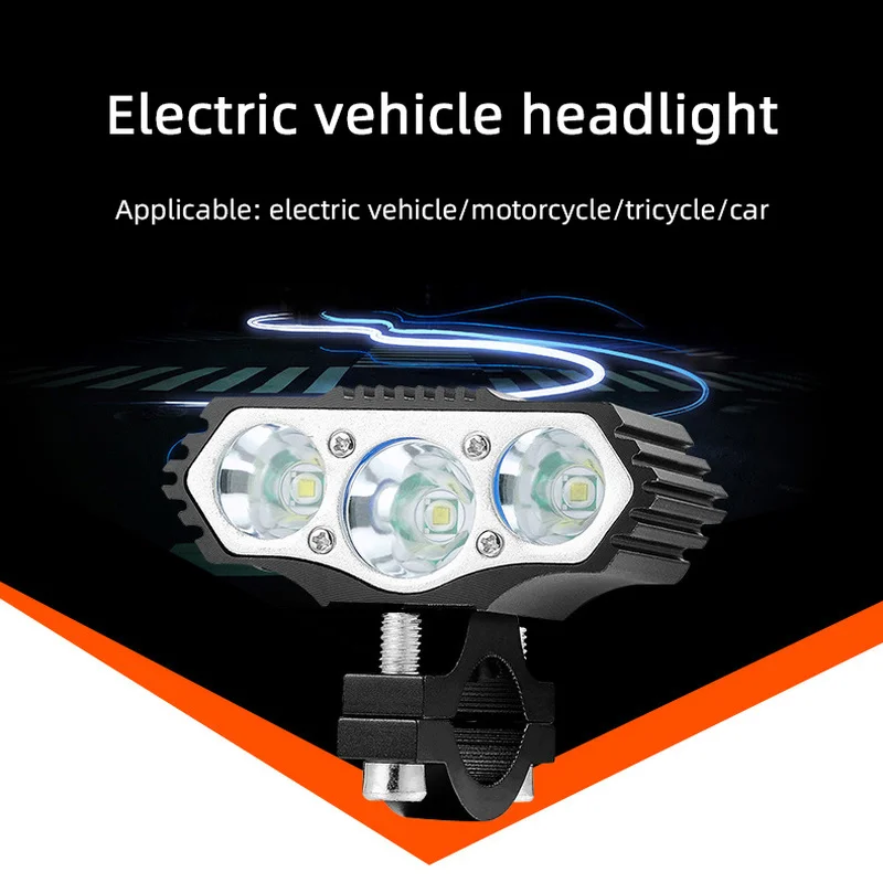 12V-85V Electric Motorcycle Light 30W 3T6 Led Motor Ebike Bicycle Lamp Motorbike Vehicle Headlight Scooter Modify Part Accessory