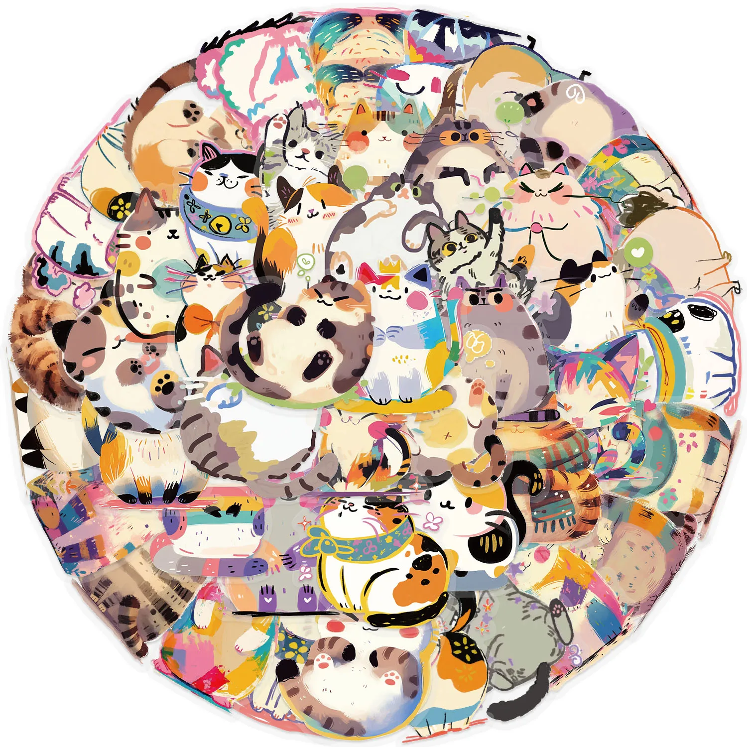 

50PCS Fun Cartoon Kitten Graffiti Stickers Scrapbooking Collage Material Phone Cases Guitar Notebooks DIY Decorative