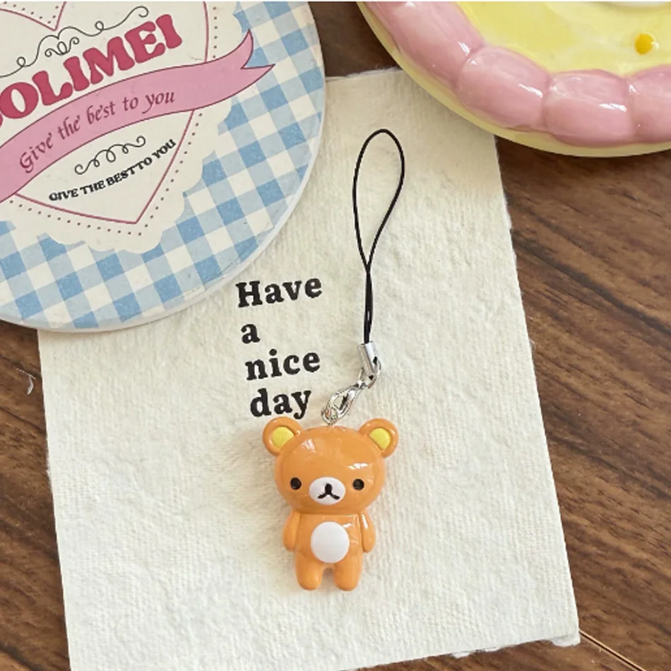 2pcs/set Kawaii Rilakkuma Easy Bear Keyrings Lazybear Doll Keychains Bag Clothing Puller Phone  Accessories Pendants Gift - view 5