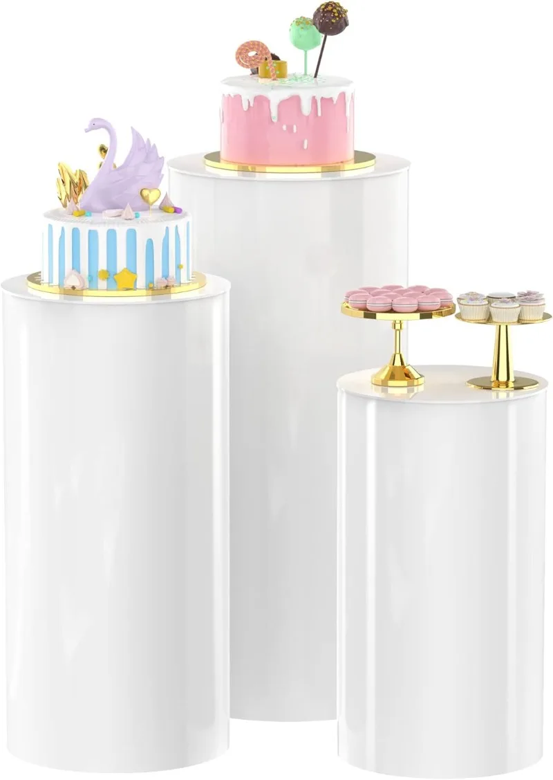 

Cylinder Pedestal Stands 3Pcs Round Cylinder Pedestal Display Plinth Pillar for Wedding Party Decor 31.5''(L),27.6''(M),17.72''(