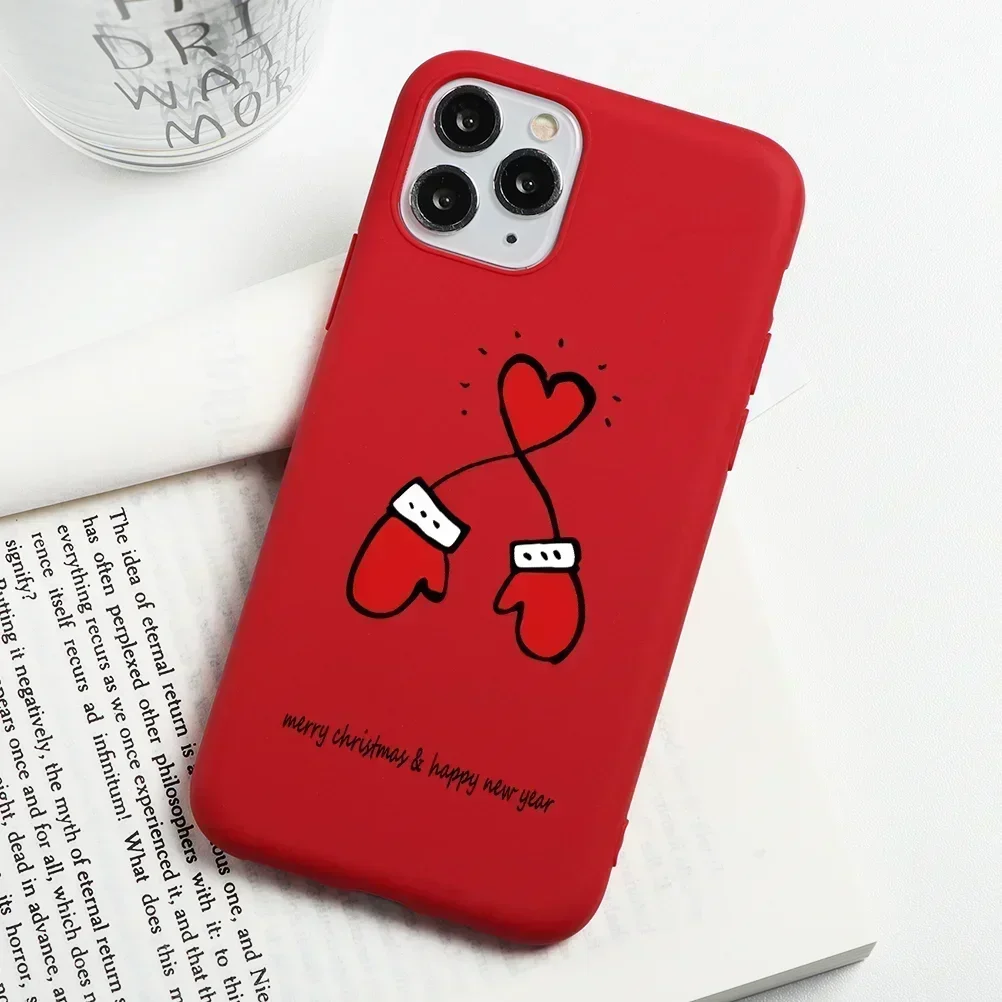 Christmas Gift Phone Case For iPhone 16 15 14 13 12 11 Pro Max Plus 13Mini Cute Cartoon Reindeer Santa Cover Shell Fundas Skins