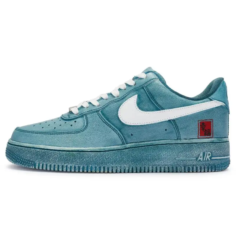 

[Счастливый и полезный синий цвет селадона для мужчин на заказ] Nike Air Force 1 Low 811 Crafting Blissful Well Being Height Increasing Low Top