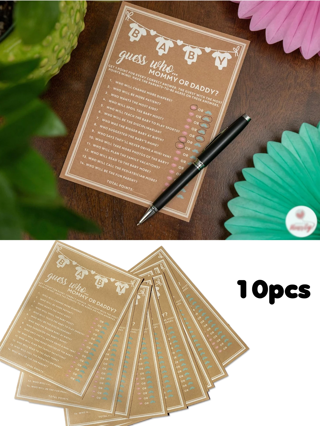 10pcs Baby Baptist Party Kraft Paper Baby Suggestion Blessing Prediction Card