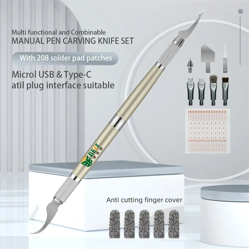 

BST-85 Multi-Functional Manual Carving Knife Set Combiable Pen with Motherboard Brush for PCB Solder Point Cleaning