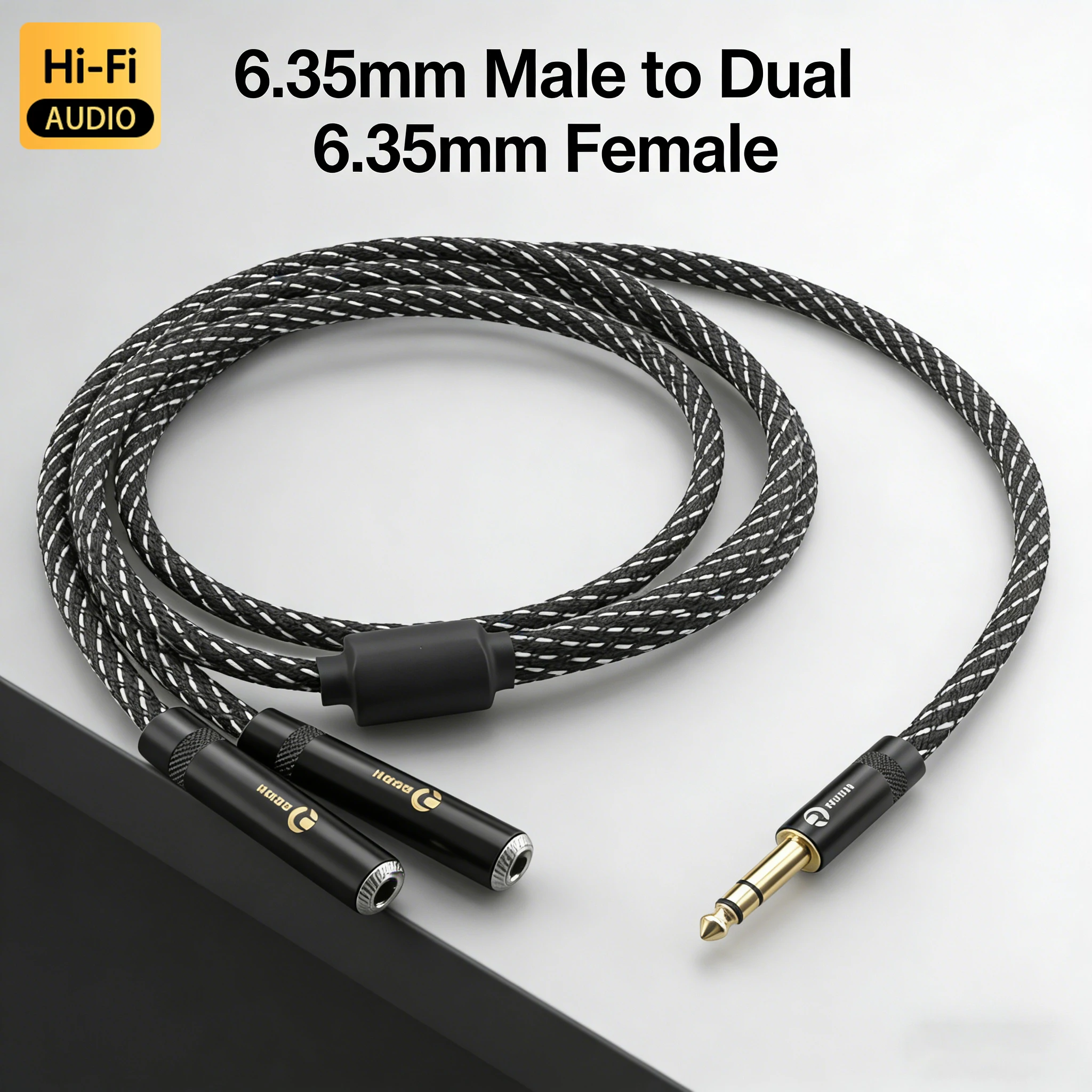 

Hifi 1/4'' TRS 6.35mm Male to Dual Stereo 6.35mm Female Jack 1 To 2 Y Splitter Audio Extension Cable for Mixer AMP Speaker