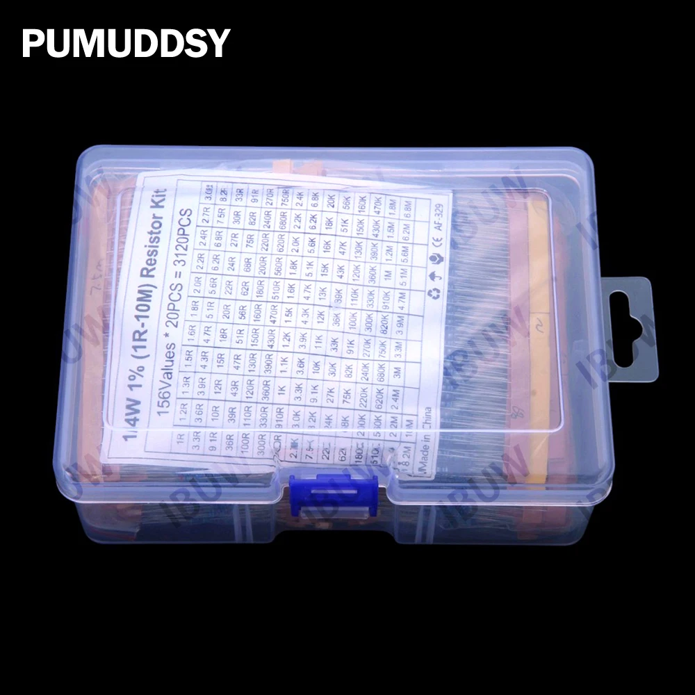 130Values 156Values 1/2W 1W 2W 1/4W 1/6W Power Metal Film Resistor Kit 1R-10M Assortment Set 1ohm-10Mohm samples pack