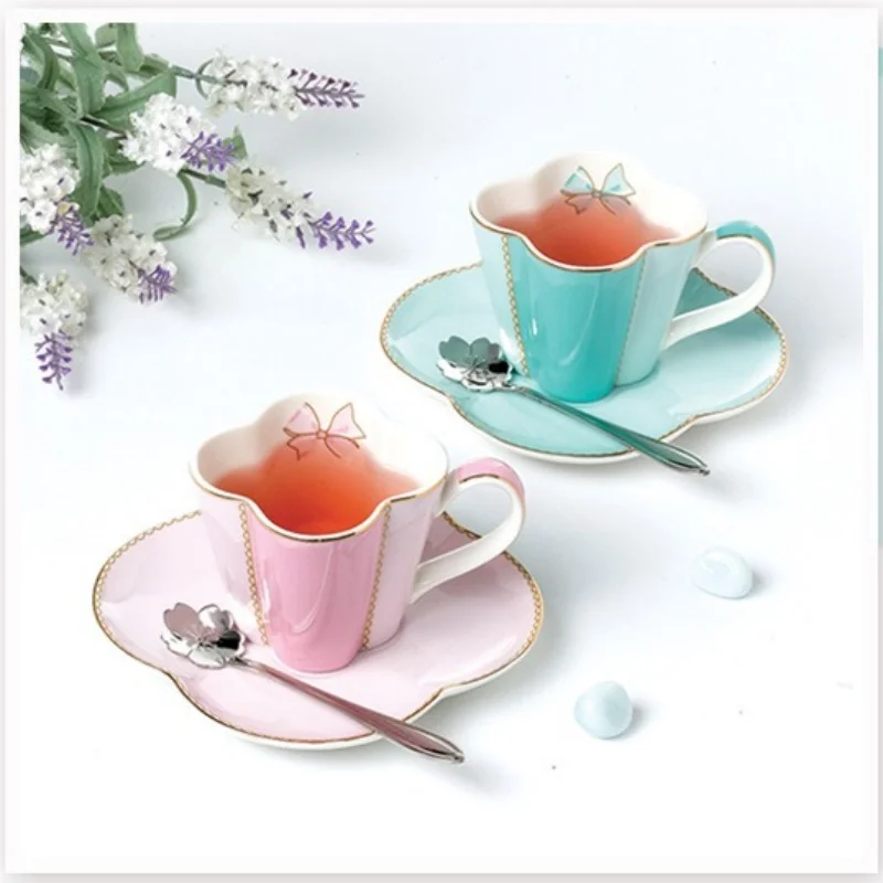 

Four-leaf Clover Coffee Cup and Saucer Set Tea Cup Saucer Set for Afternoon Tea Home Decorations Party Wedding Gift Celebrations