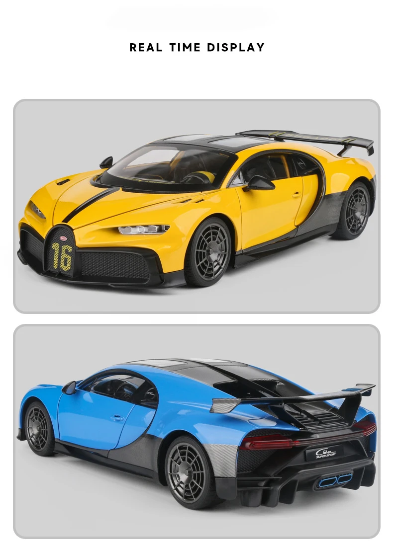 Modèle Voiture Bugatti Tourbillon 1/32 Alliage Métal - Voiture Sport Miniature Avec Effets Lumineux Et Sonores Jaune