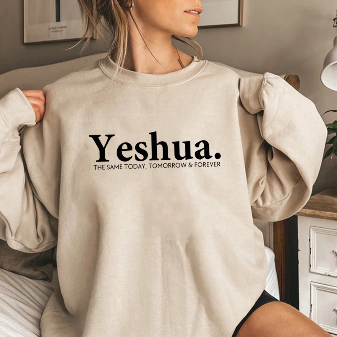 Vintage Yeshua Christian Sweatshirt Christian Apparel Faith Gift Women Worship Sweatshirt Christian Hoodie Jesus Pullovers Top