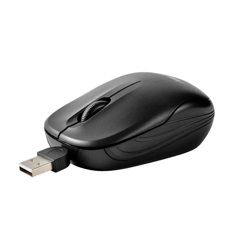 Retractable Wired Mouse Gaming Mouse High Quality Computer 1000DPI Optical Mouse Black