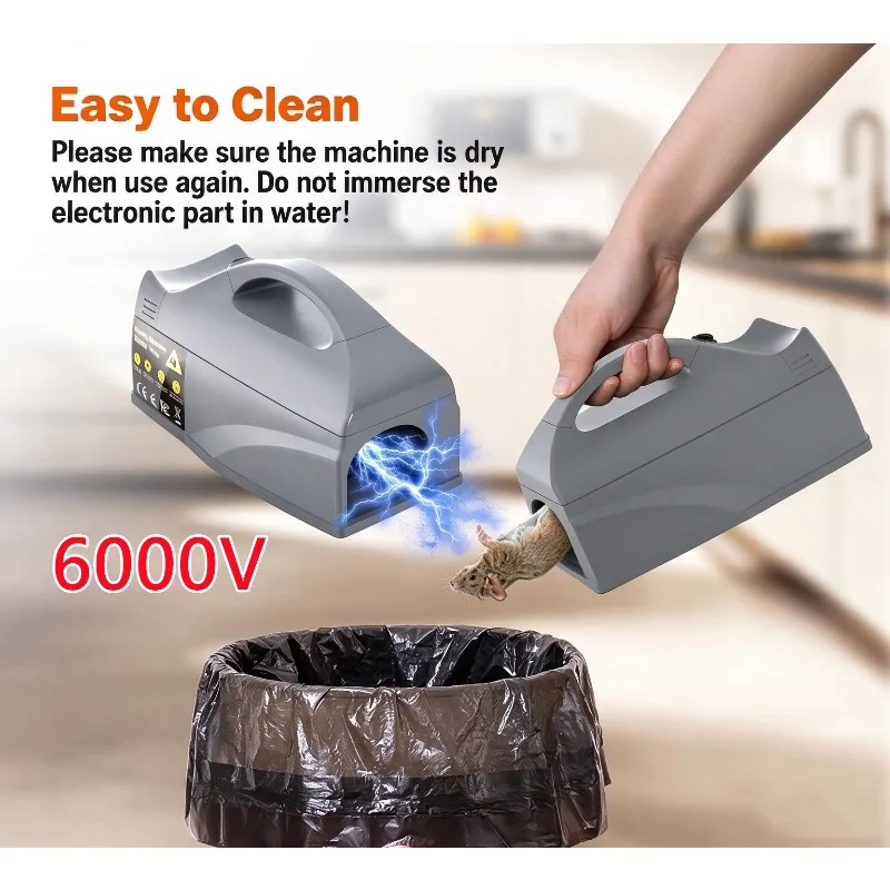 Wifi Mouse Trap Reusable Electric Mouse Trap with App Alert, 6000V Humane Rodent Killer, Anti-Escape Pest Control for Home