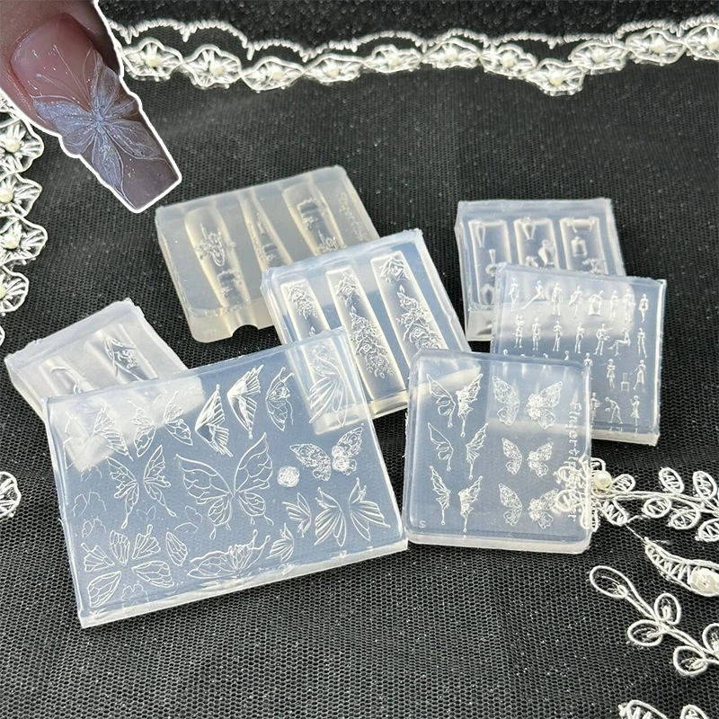 Silicone Nail Mold Flower Butterfly Shape Nail Decorations Nail Carving Nail Salon DIY Stereoscopic Manicure Tools