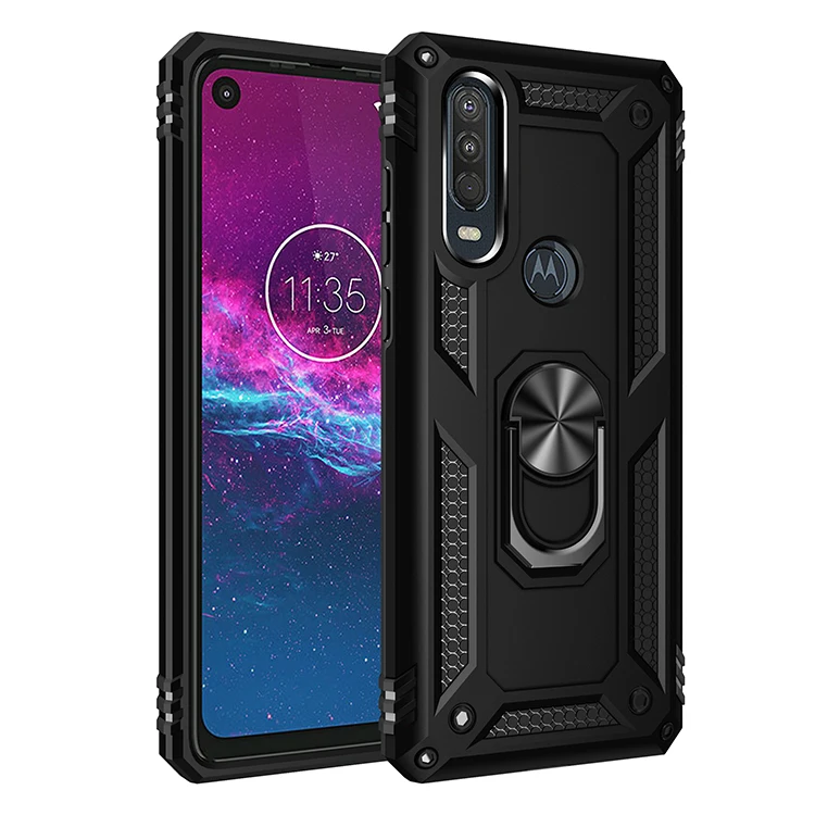 Armor Shockproof Case for Motorola Moto One Vision Rugged Military Drop Protective Magnet Car Holder Ring Case Cover