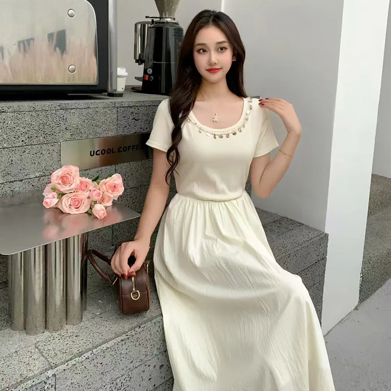 2025 Estate nuovo scollo a V sottile casual vestito lungo sottile Boho Beach Holiday