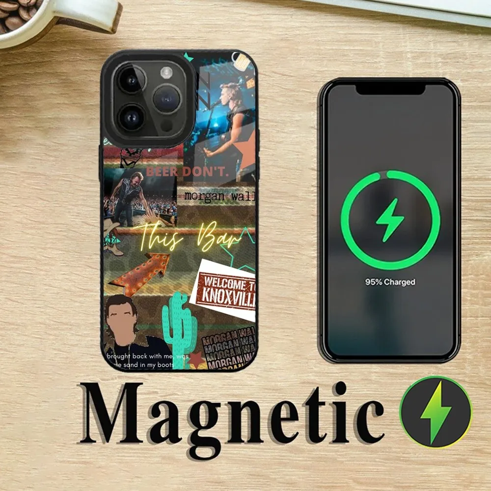 Magsafe-iPhone 16,15,14,13,12,11 plus,pro,max用の磁気ワイヤレス充電電話ケース,アメリカの歌手,m-morgan Wallen mini