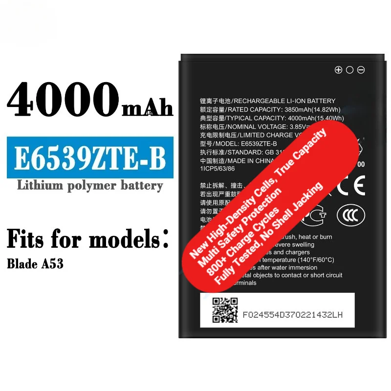 E6539ZTE-B for ZTE Blade A53 Phone Battery 0Cycle High Quality High Capacity Battery Replacement Bateria Grade A Cell with Tools