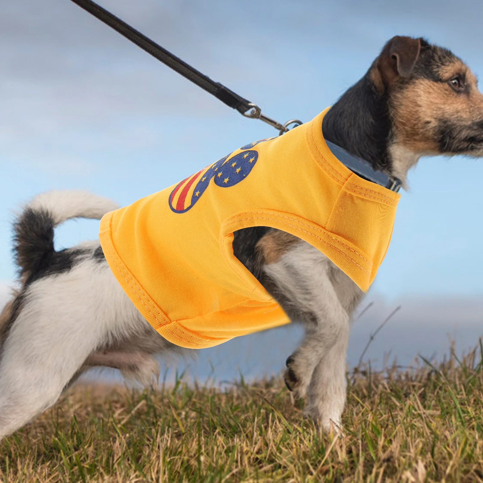 

Dog Shirt T-shirt Yellow Paws XS Size Breathable Vest Comfortable Puppy Clothes Wear-resistant Dog Clothing Pet Accessory