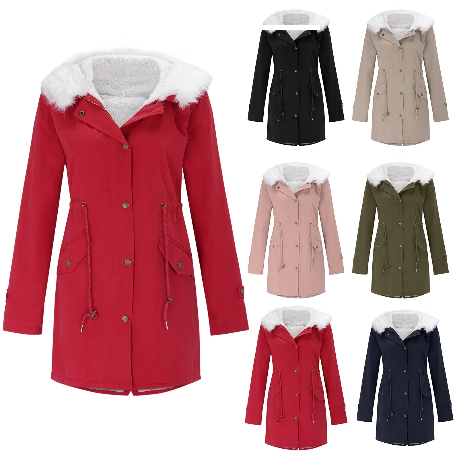 2024 Classic Soft Zipper Buttons Closure Slim Fit Women Hooded Padded Mid-Length Overcoat Winter Jacket Cold Resistant