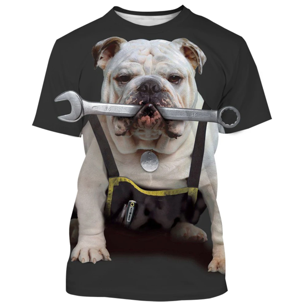 Fashion French Bulldog T-Shirts Dog Animal 3D Print Men Women Short Sleeve T Shirt Oversized Harajuku Y2k Tees Tops Kid Clothing