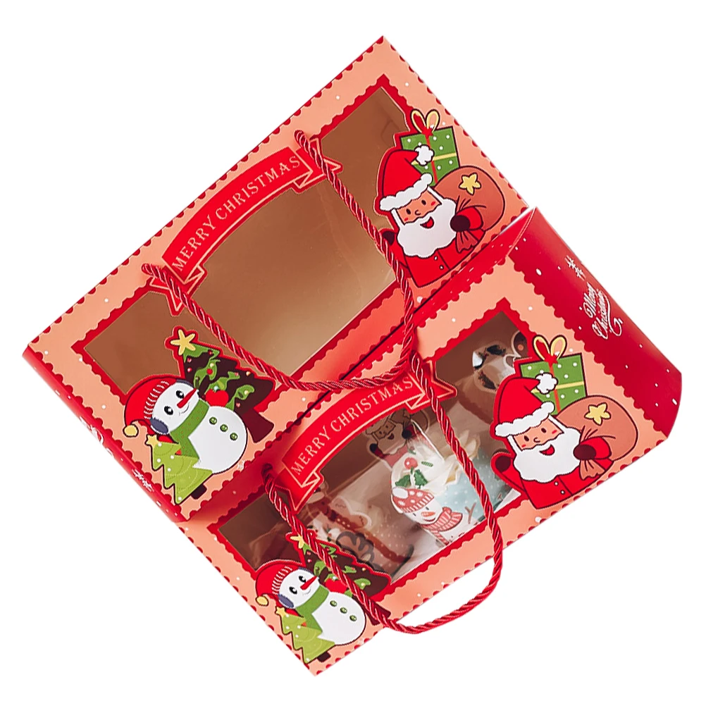 

2pcs Christmas Boxes Mini Cake -Slot Cupcake Storage Cupcake Packing Bakery Dessert Xmas Supplies Party Decoration