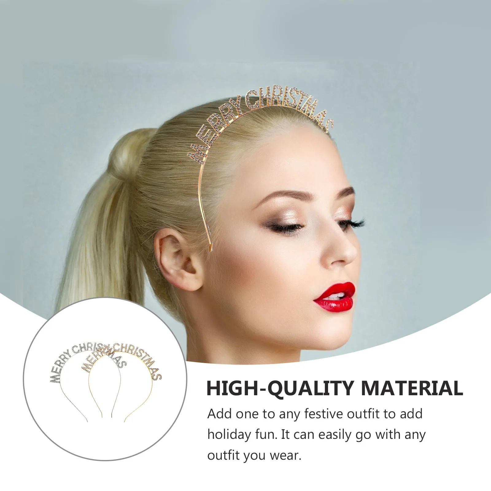 

2 PCS Headband Holiday Letter Rhinestone Hairbands Christmas Headbands Festive Party