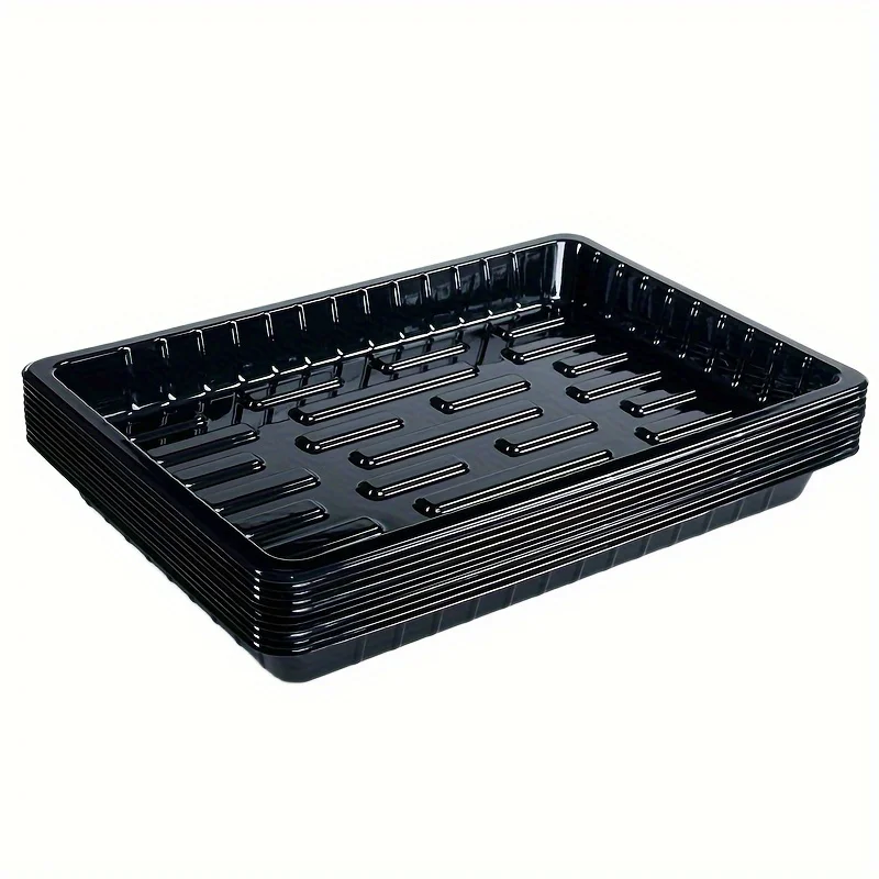 1pc Durable Black PET Plastic Seedling Trays Rotating Plant Flower Fruit Vegetable Greenhouse Germination Trays 17.78x25.4cm