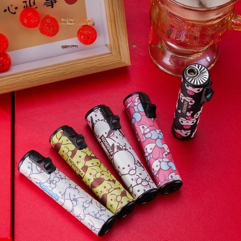 ولاعة التضخم المباشر الكرتونية الجديدة، ولاعة البيوتان ذات الوجه الأزرق المقاومة للرياح، وإكسسوارات السجائر