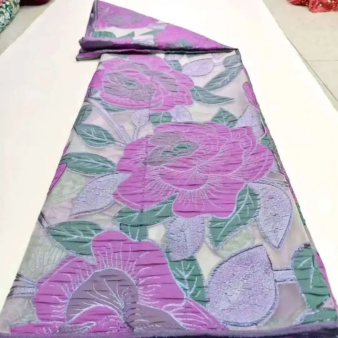 

African Brocade Jacquard Lace Fabric 2025 High Quality 5Yards Net Lace French Gilding Lace Fabric For Wedding Dress Sew