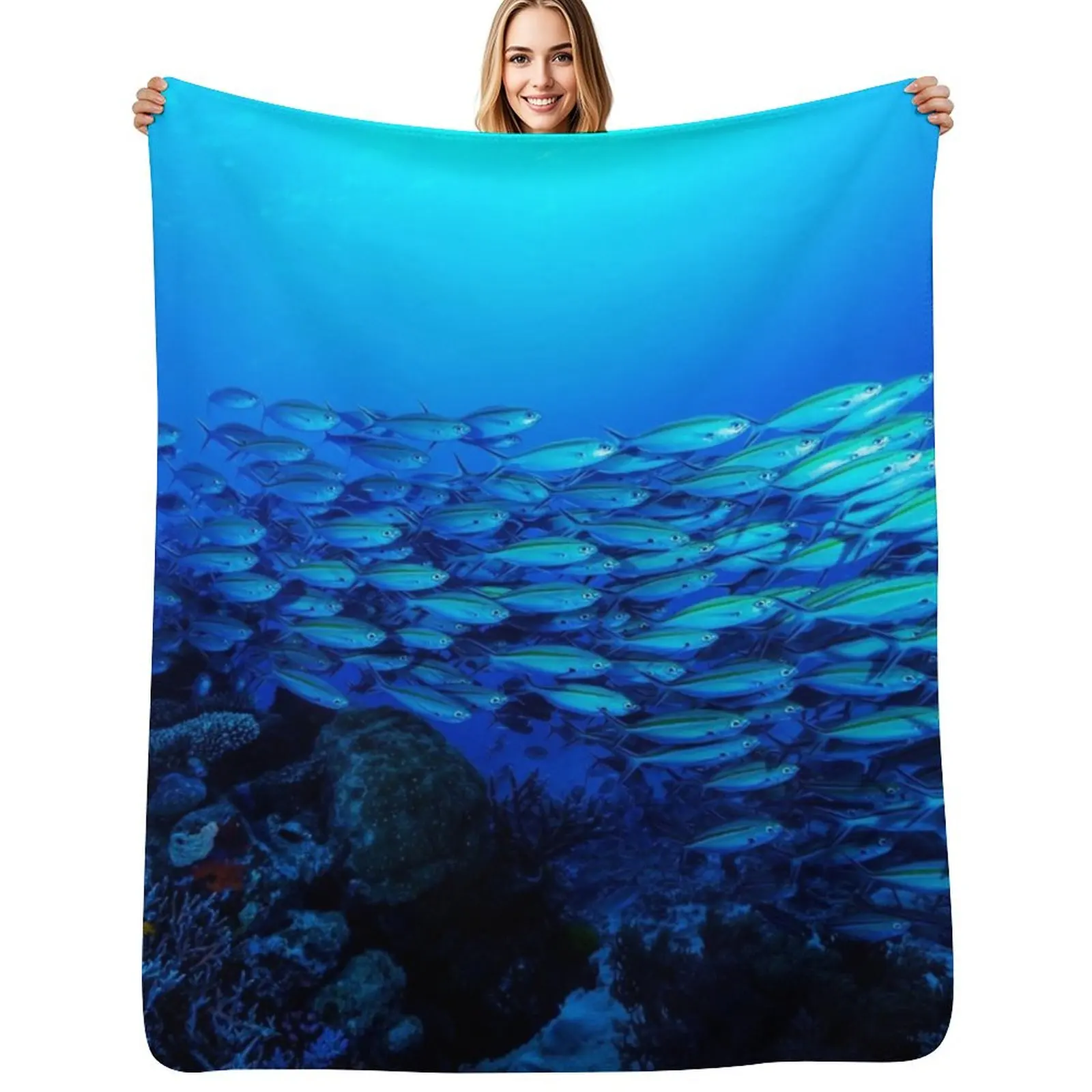 Tropical Fish on the Great Barrier Reef Throw Blanket Stylish Couch Blanket for Home Living Room