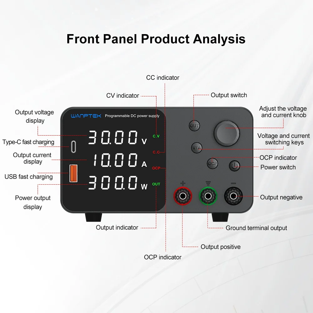 Lab Bench Power Supply 300W Laboratory Switching Power Supply Unit 30V 10A Adjustable Digital Source 60V 5A Voltage Stabilizer