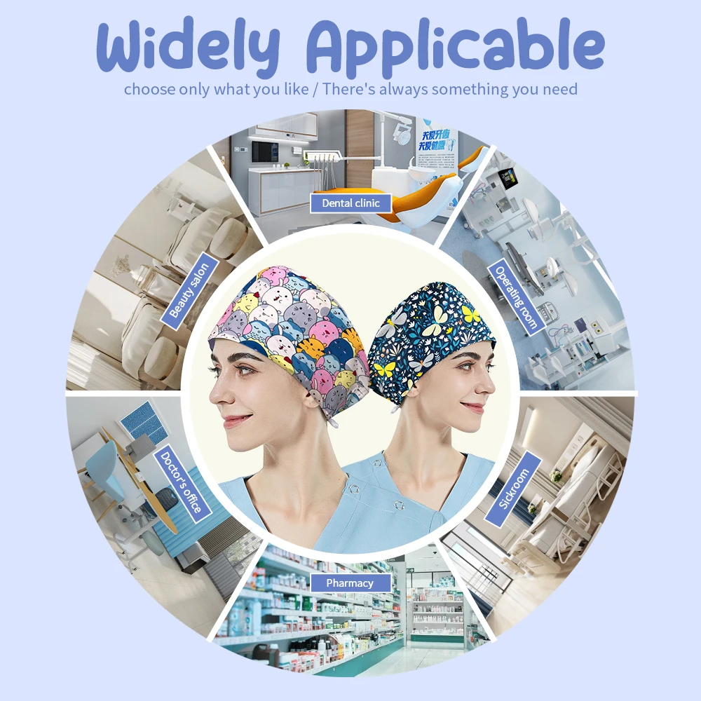 Chapeau de travail unisexe pour salon de beauté, casquettes d'infirmière médicale, casquette de gIslande imprimée, chapeaux de gIslande pour hommes, femmes, médecins, pédiatrie, vente en gros