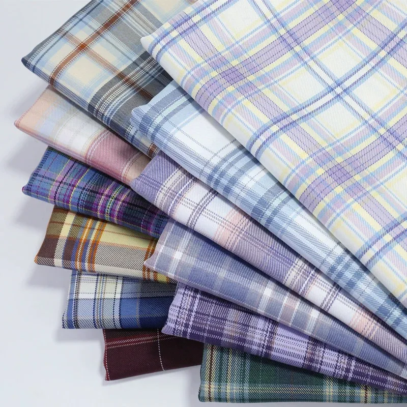 145cmx50cm polyester twill check cloth yarn dyed School uniform plaid fabric for clothes garment bags JK Pleated skirt uniform