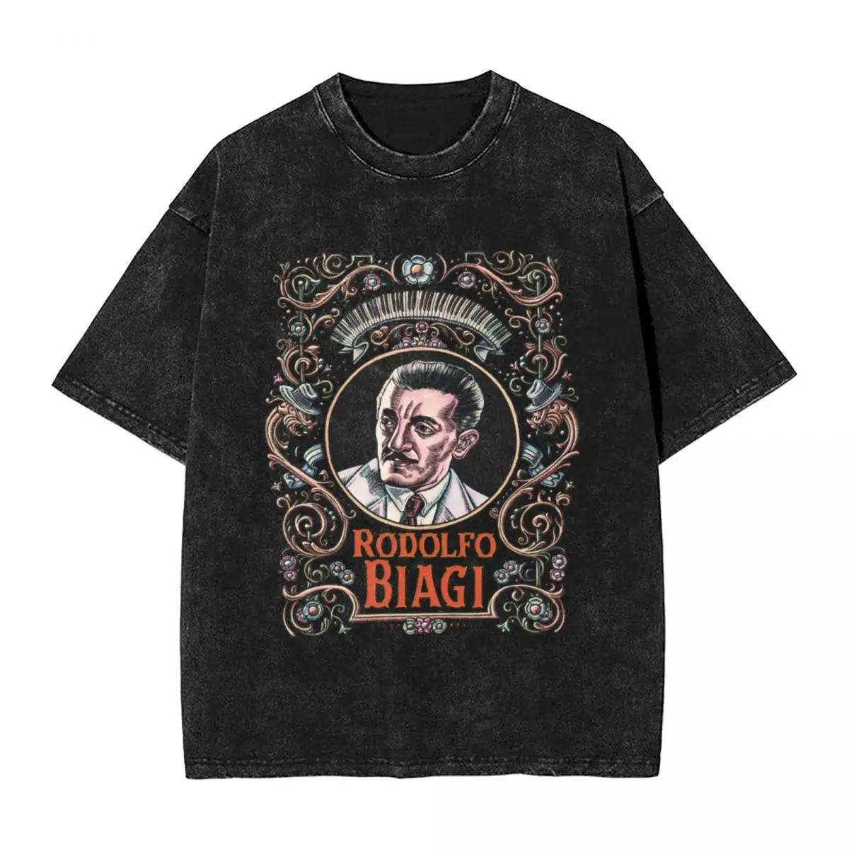 Rodolfo Biagi Clásico de moda Camisetas vintage de gran tamaño