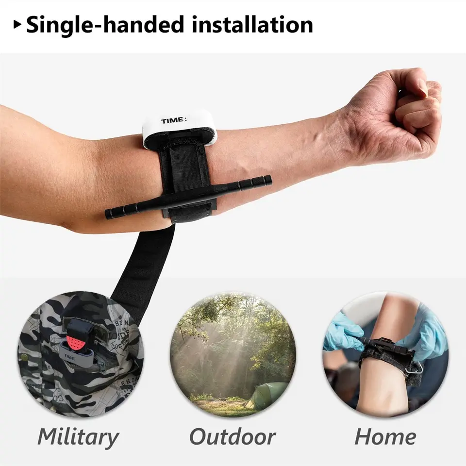 Garrot de saut médical d'urgence militaire avec stylo, équipement de camping de premiers soins pour l'exploration en plein air