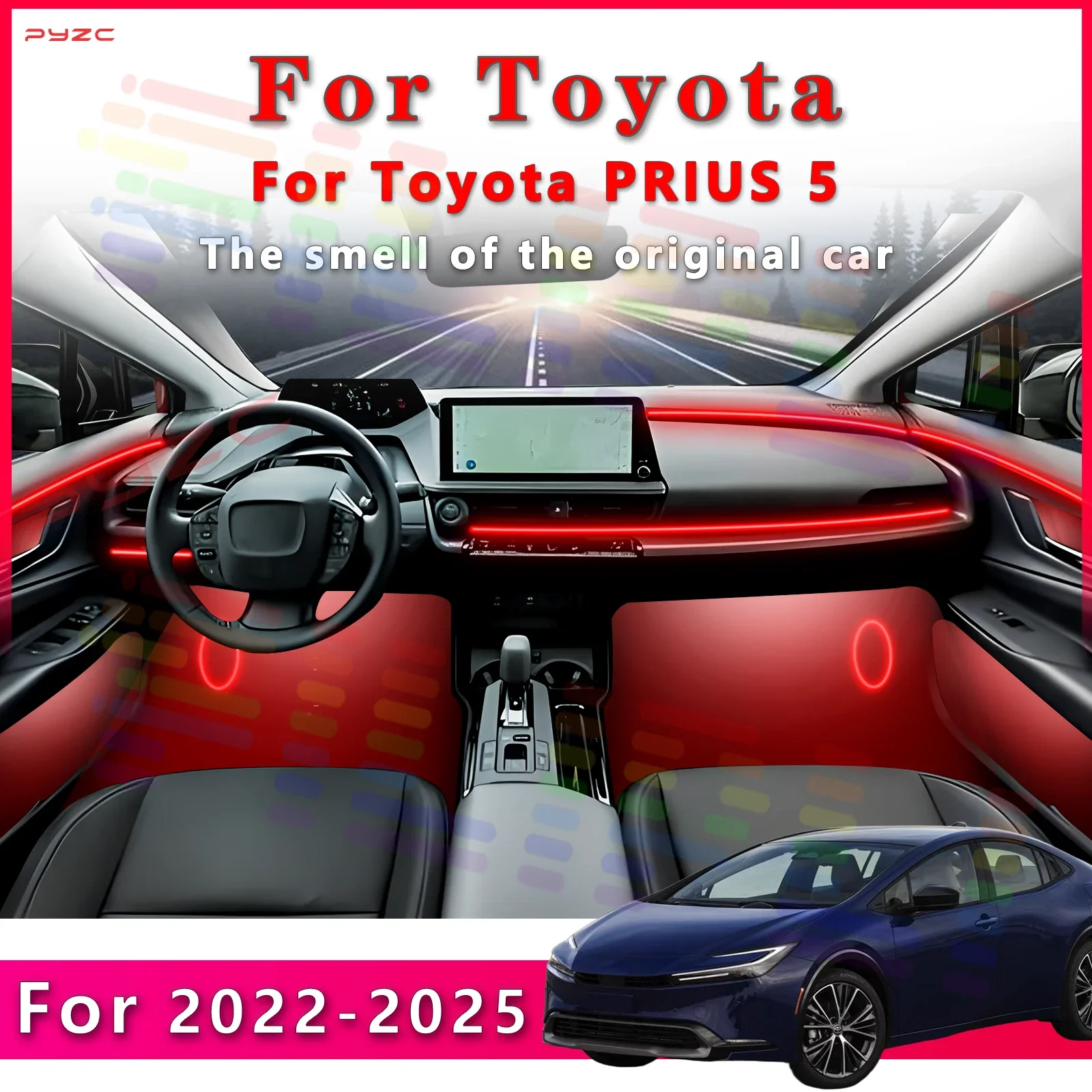 

For Toyota Prius 5 Interior LED Light Strip with Multiple Function Modes and 64Color Lighting for a Mesmerizing Interior