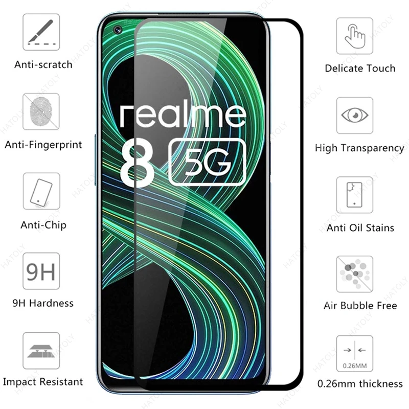 For Realme 8 5G Glass for Realme 8 5G Tempered Glass Screen Protector Camera Len Film for Realme 8 Pro 7 Narzo 30A GT 5G C25 C21