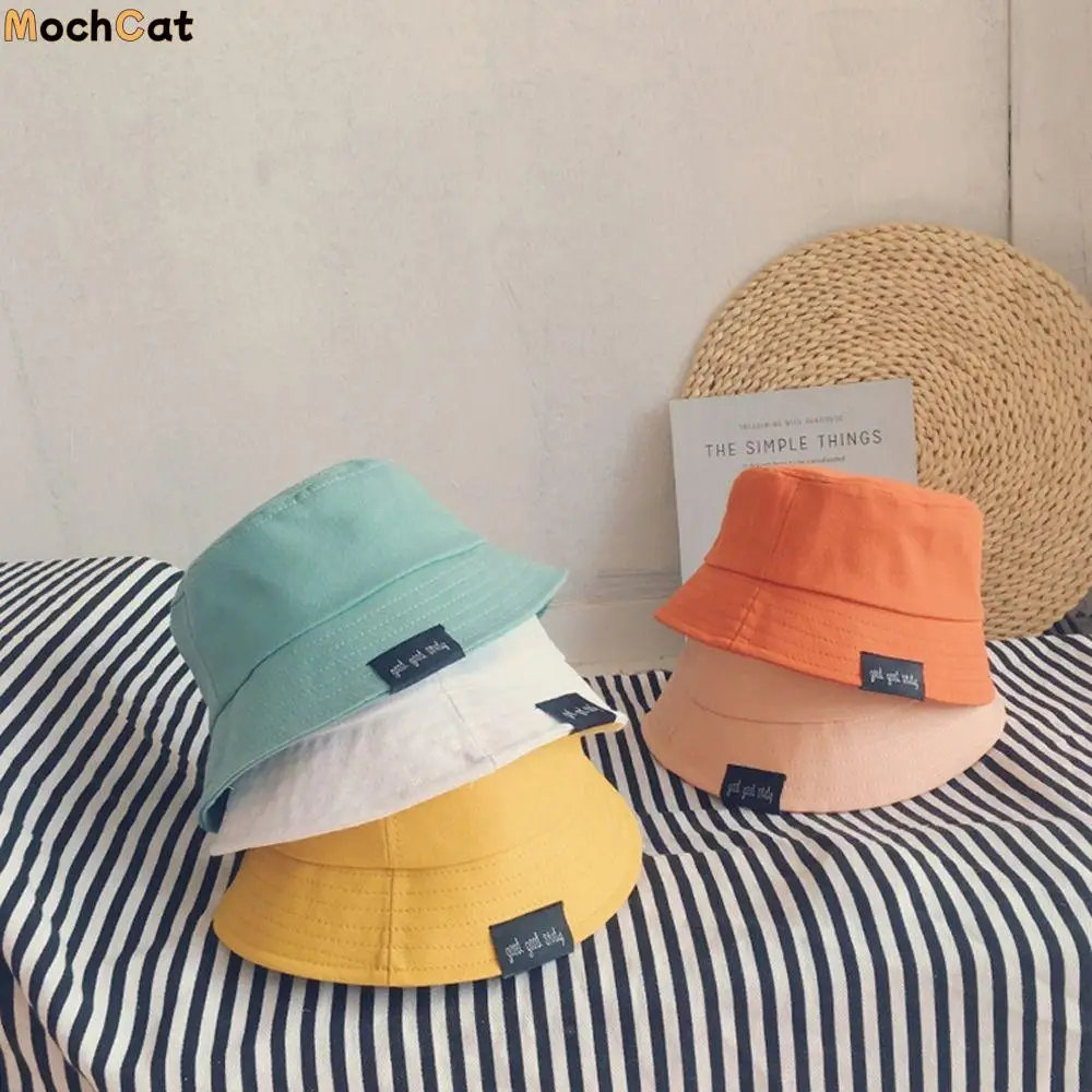 

Cute Simple Beach Cap Embroidery Outdoor Spring Cotton Korean Style Bucket Hat Summer Cap Fisherman Hat Children Bucket Hat