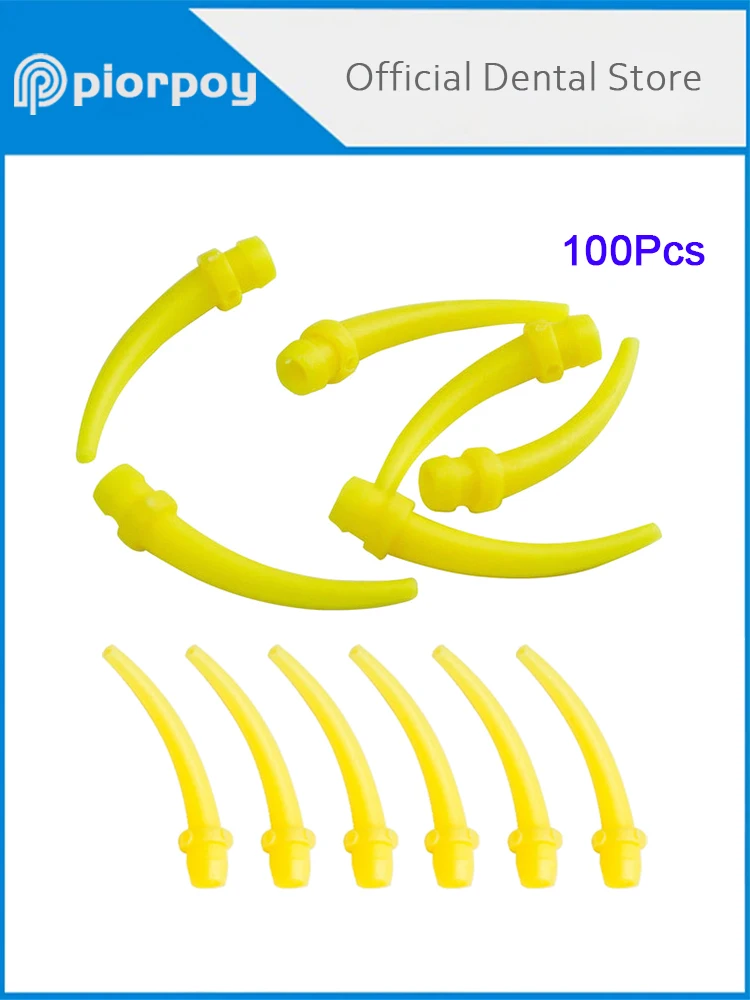 PIORPOY100Pcs Końcówki do mieszania zębów Impression wewnątrzustny Laboratorium Dysze do protez Mieszalnik Strzykawka Pistolet z gumy silikonowej