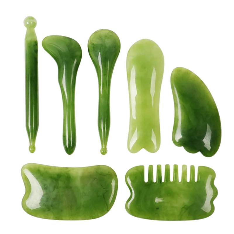 7 Piece Gua Sha Massage Board Set Face Eye Head Therapy Comb Meridian Pulling Stick Shoulder Neck Scraping Tools