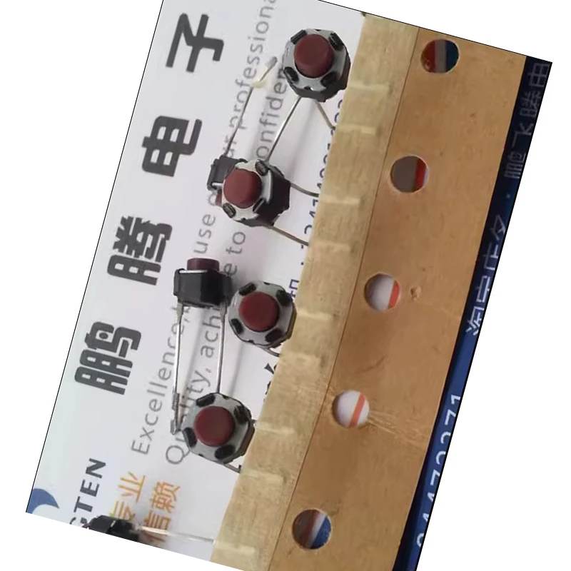 25pcs/lots Imported  Tactile Switch 6*6*5mm EVQ11G05R Direct Insertion 2-pin Red Head Keypad Micromotor