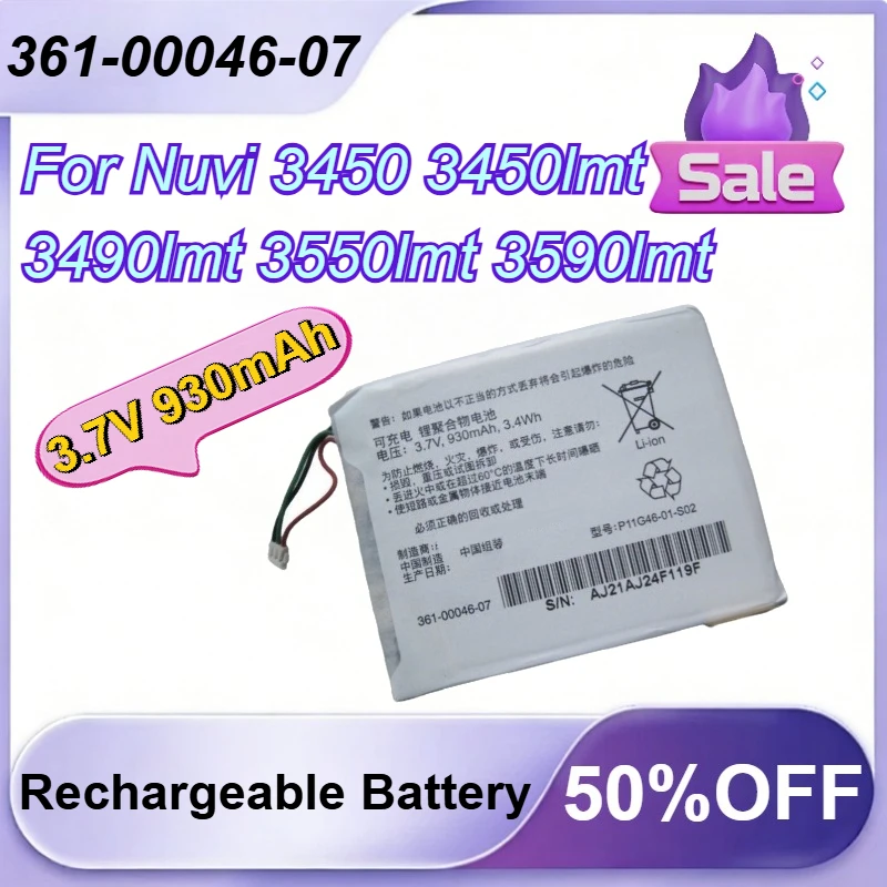 

361-00046-07 3.7V 930mAh Rechargeable Battery For Nuvi 3450 3450lmt 3490lmt 3550lmt 3590lmt 3790 Gdr43 Gdr45