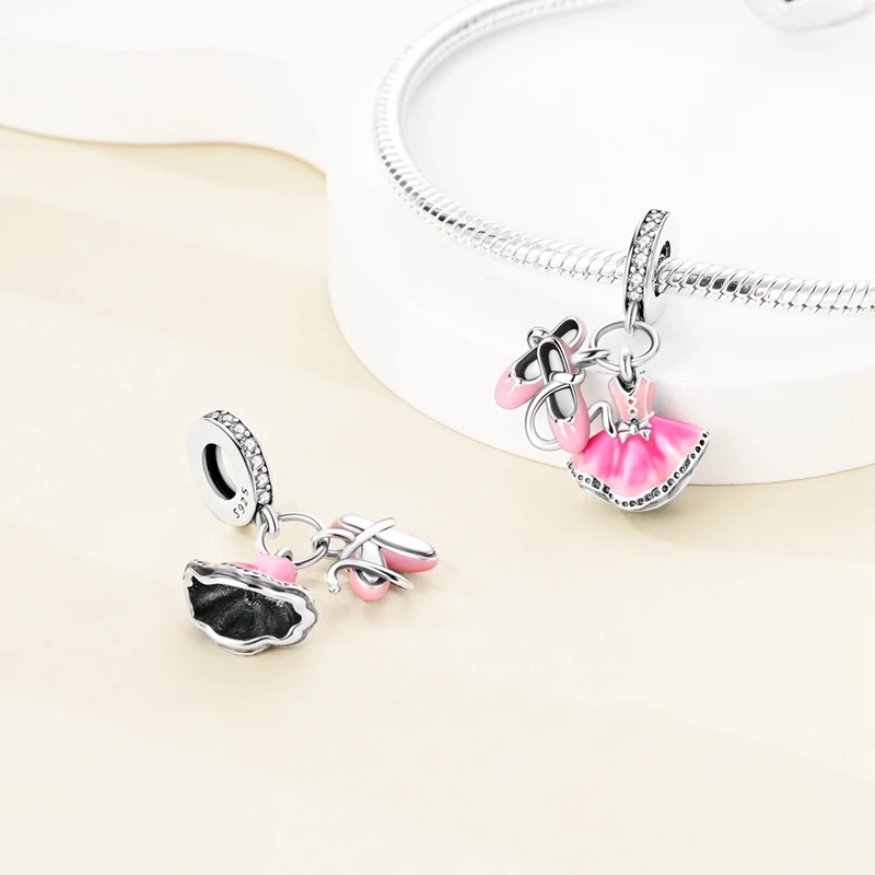 Charms-Anhänger Original 925 Sterling Silber Kürbiskutsche Prinzessin Ballettschuh Charm-Perle Passend für Armband Damen DIY Schmuck Geschenk – Detail 22