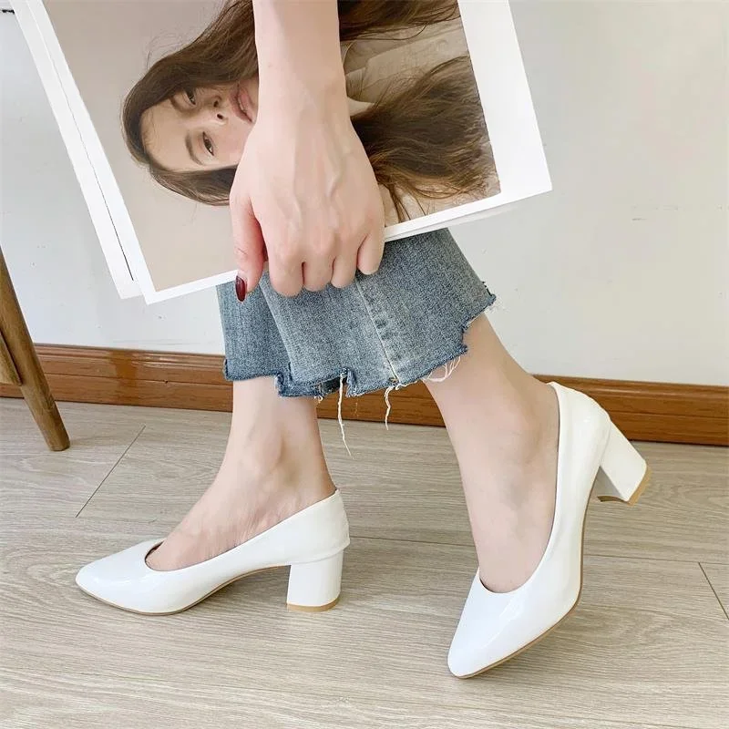 Black Professional Interview Workwear Shoes New 2024 Style High Heels Medium Heels Low Long Hours Standing Working Shoes