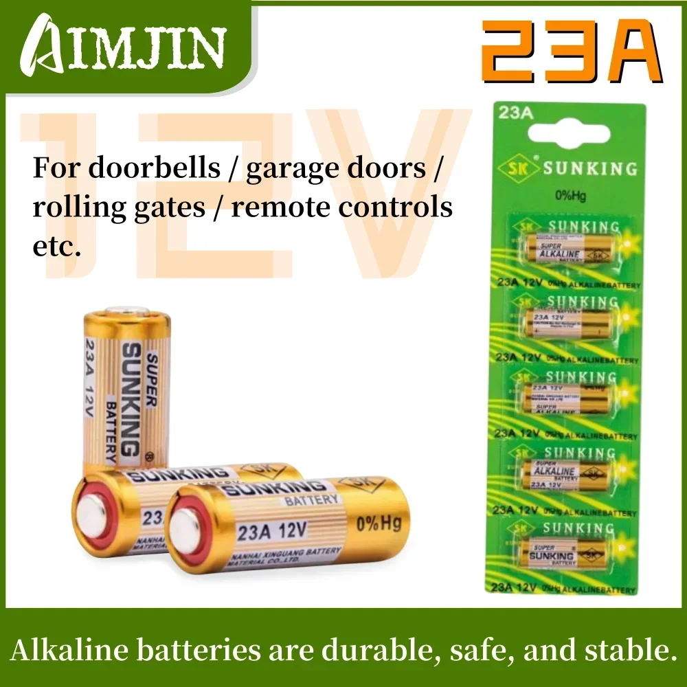 5PCS/1Card 23A 12V Alkaline Battery Used for doorbells, remote controls, anti-theft devices, alarms Disposable battery replace