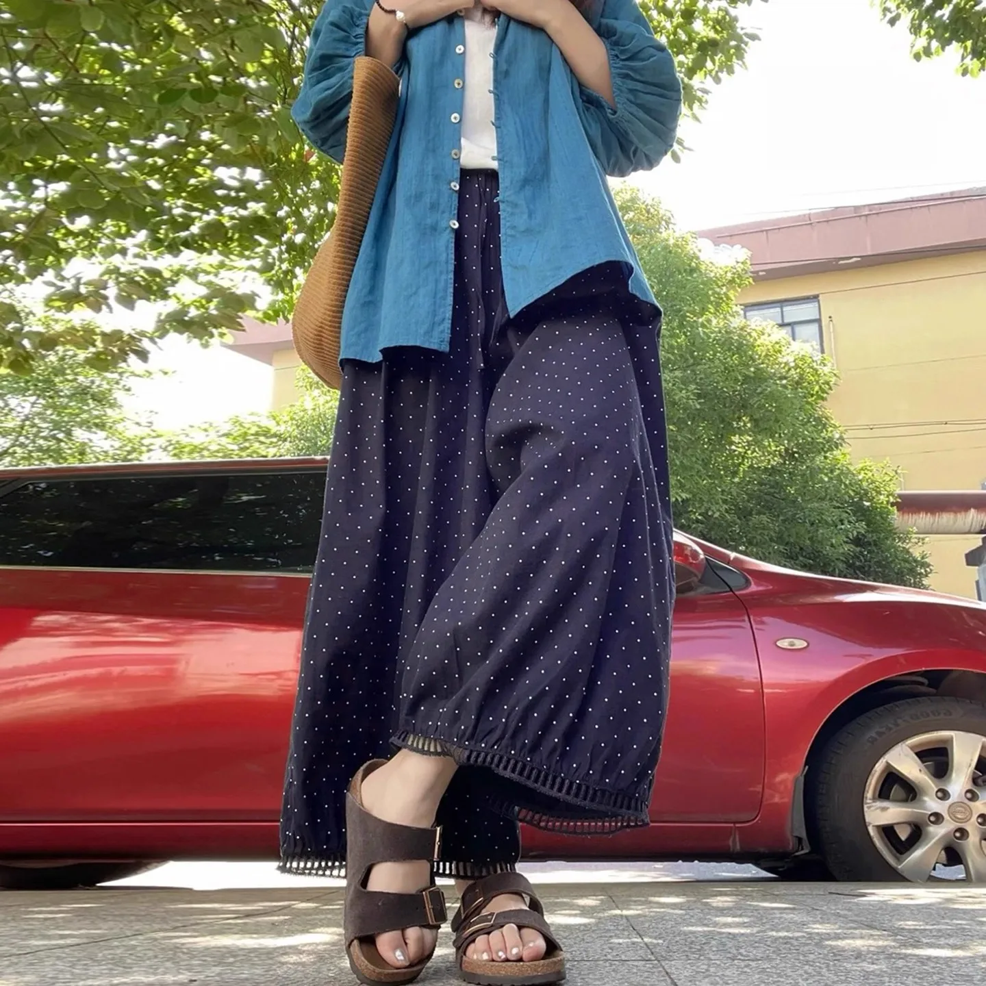 Hosen für Damen, Hip-Hop-Frau, Sommer, Leinen, plissiert, weites Bein, leicht, getäfelt, Jade, Schärpen, Netzstoff, Streetwear, mehrfarbige Passform