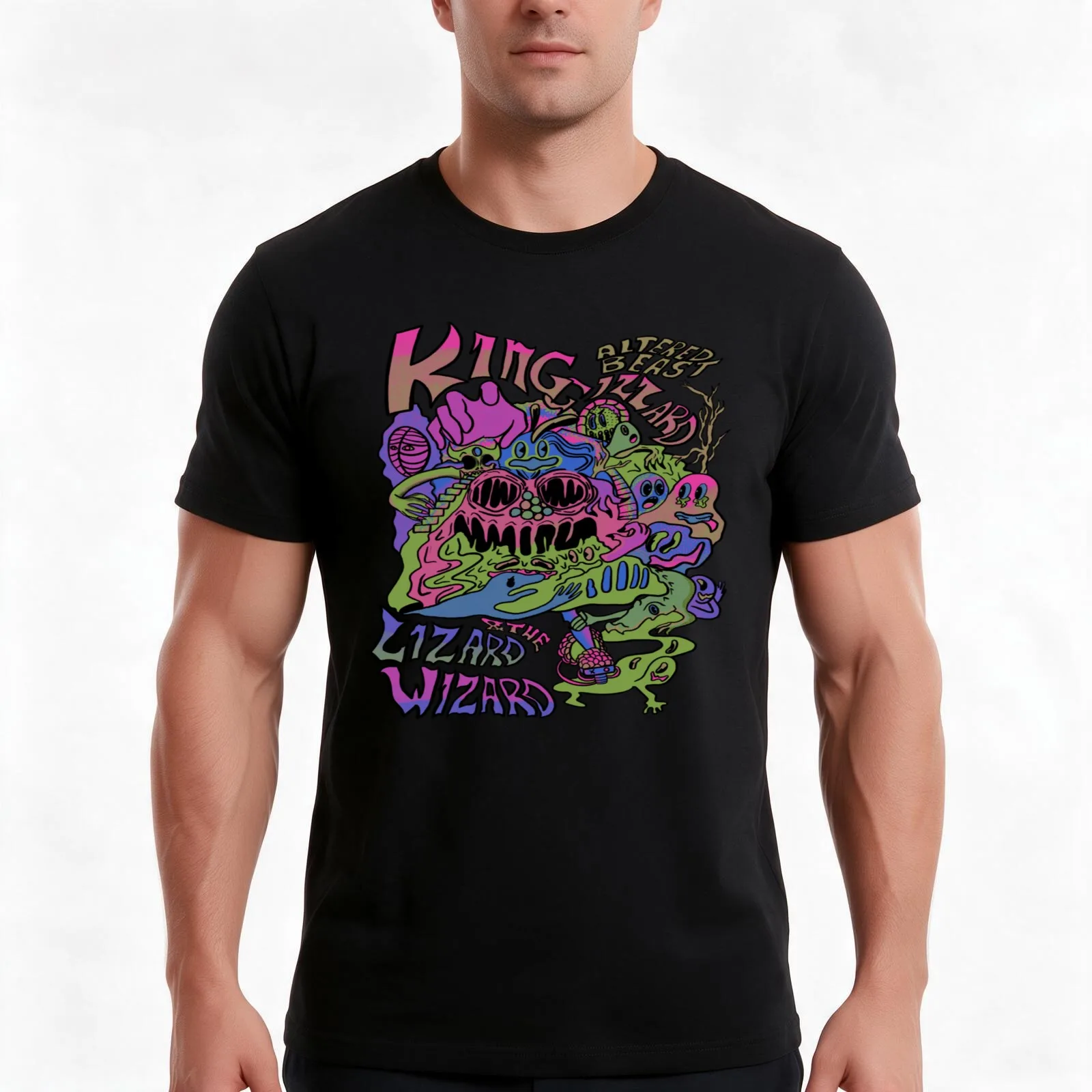 King Gizzard And The Lizard Wizard T-Shirt, Summer Casual Cotton Tee, Oversized Streetwear Tops, Vintage Graphic Print