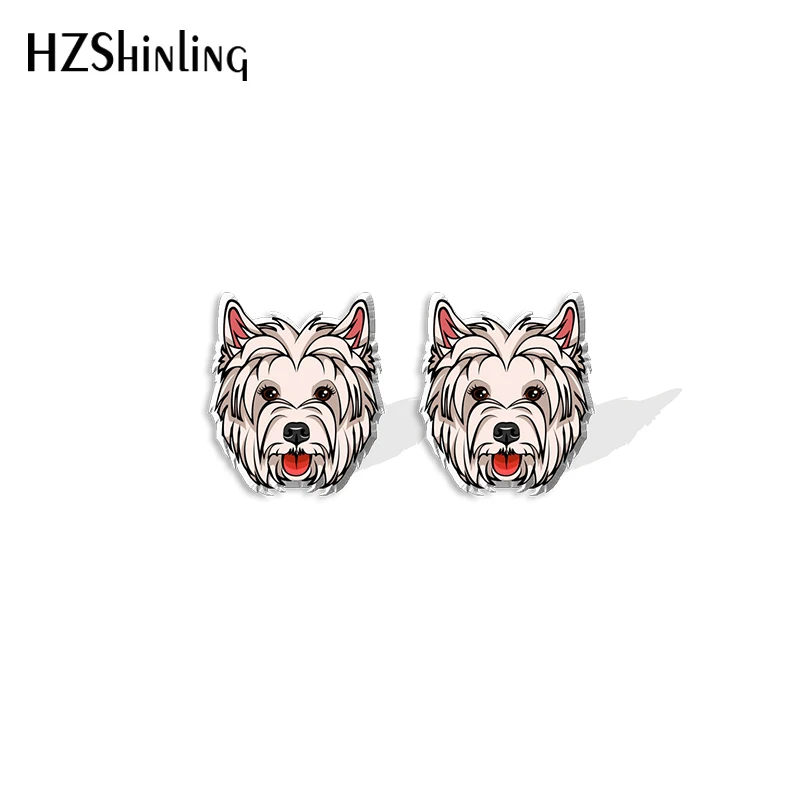 2021 New West Highlander Terrier Stud Earring Cute Dog Acrylic Resin Earrings Epoxy Handmade Jewelry Gifts Friends