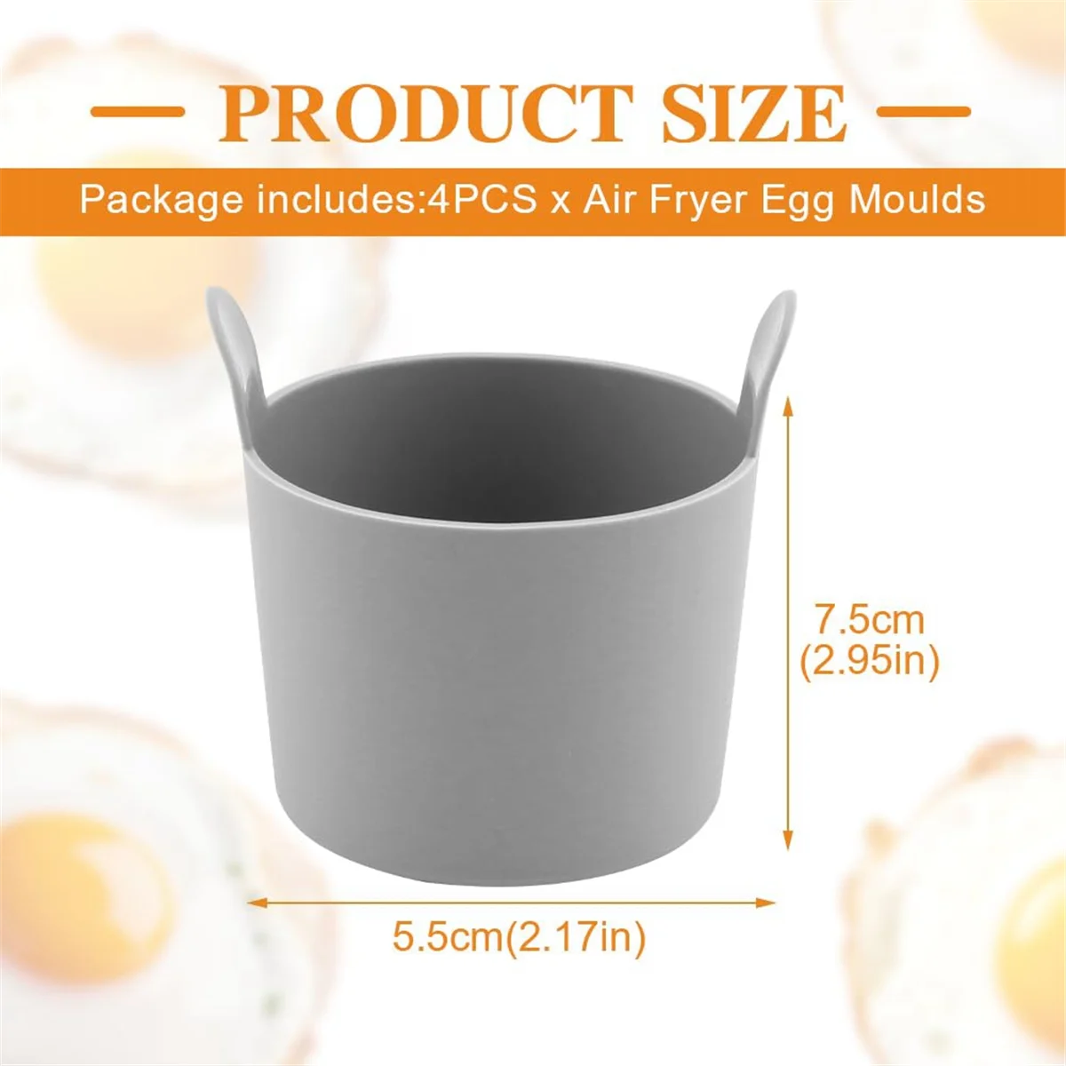 에어 프라이어 용 계란 몰드 4pcs Ramekins, 에어 프라이어 용 이중 핸들 재사용 가능한 에어 프라이어 계란 몰드 에어 프라이어 용 계란 몰드