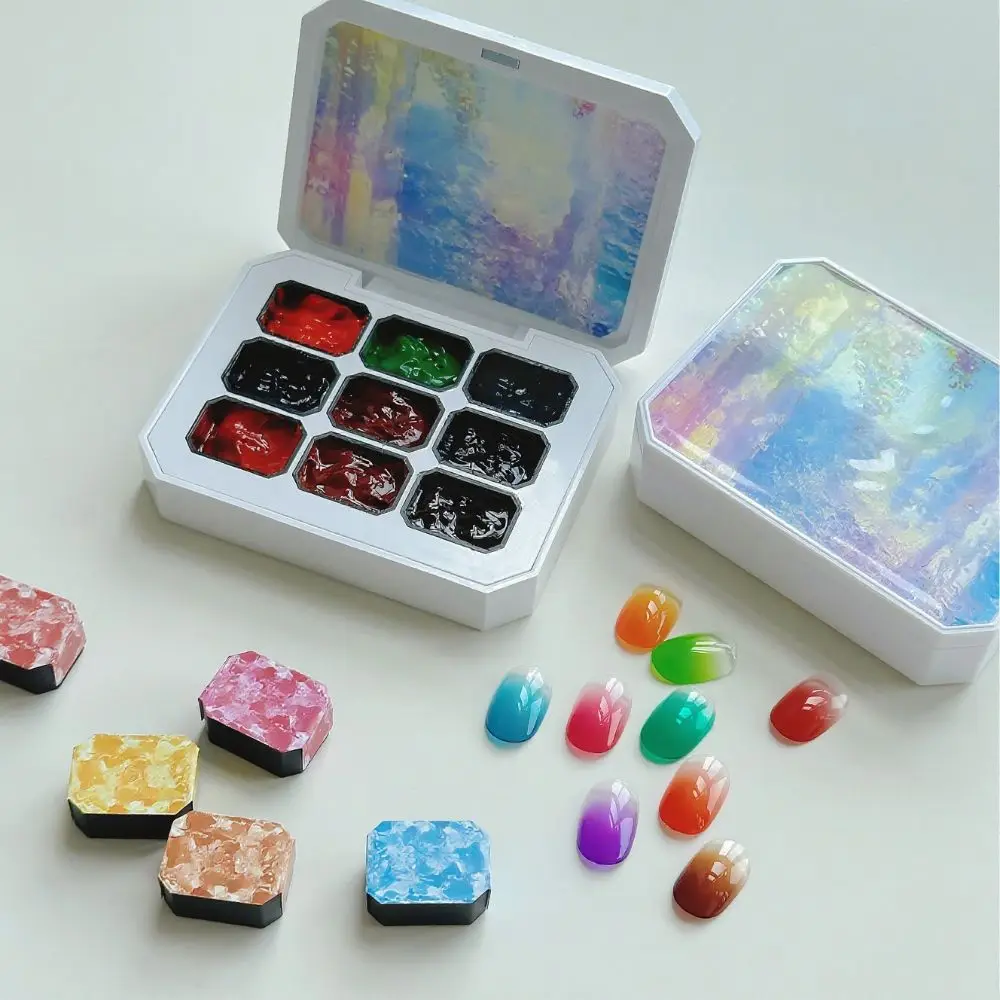 Mini 4IN1 Pat Ombre Gel Nagellak Franse Nagelmanicure 9-kleuren Gemakkelijk Gradiënt Schilderen Gel Effen UV Verf Art Gel voor DIY