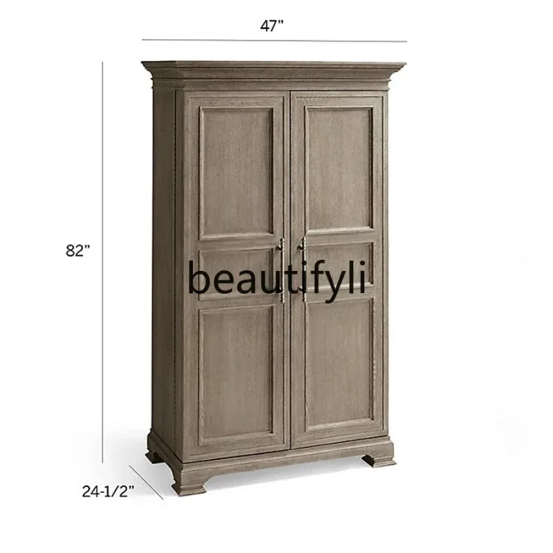 SMT07  French retro, American solid wood side cabinet, kitchen utensils storage cabinet against the wall, wine utensils storage